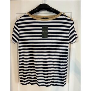 Coastal Classic Women's Lauren Ralph Lauren Sport Navy Striped Med Preppy Shirt